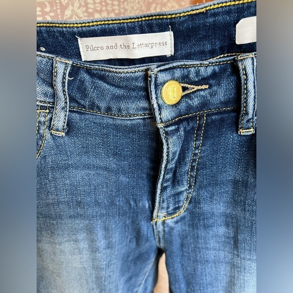 Anthropologie Pilcro Stet Skinny Ankle Medium Wash Mid Rise‎ Distressed Denim - Picture 3 of 10